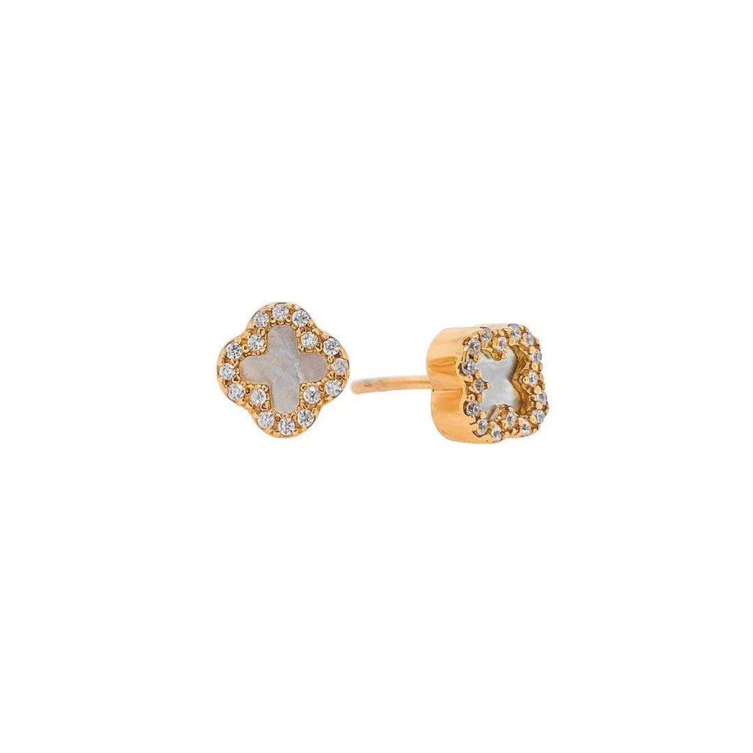 18ct Yellow Gold Mother of Pearl Clover/Quatrefoil Earrings