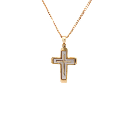 9ct Yellow and White Gold Cross