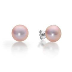 Sterling Silver Pink Freshwater Button Pearl Earrings