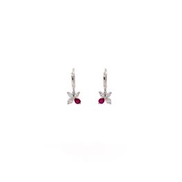 18ct White Gold Ruby & Diamond Drop Earrings