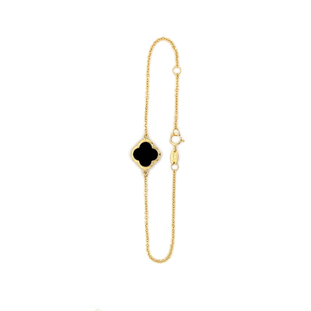 9ct Gold Onyx Clover/Quatrefoil Bracelet