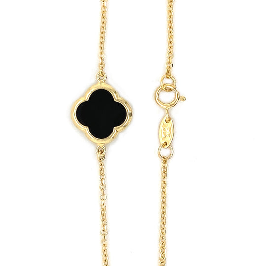9ct Gold Onyx Clover/Quatrefoil Bracelet