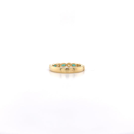 9ct Yellow Gold Emerald & Diamond Ring