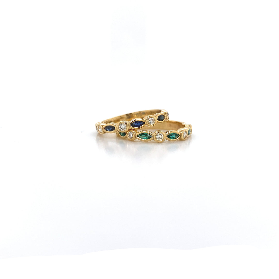 9ct Yellow Gold Emerald & Diamond Ring