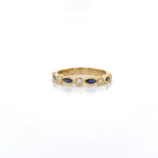 9ct Yellow Gold Diamond and Sapphire Ring