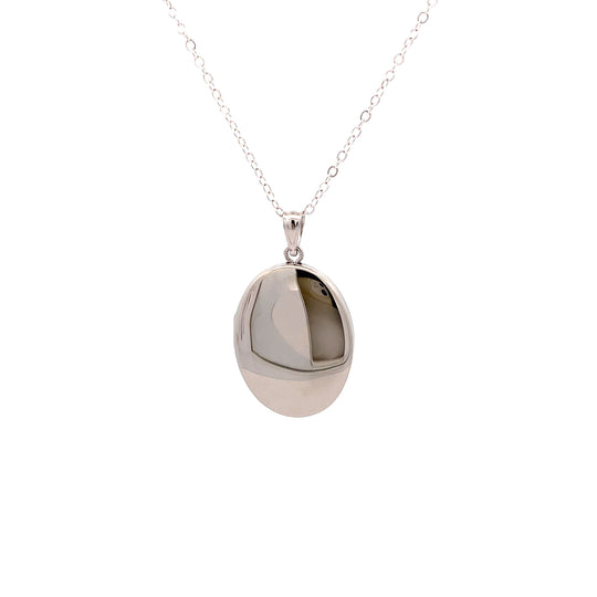 Sterling Silver Oval Memorial Pendant