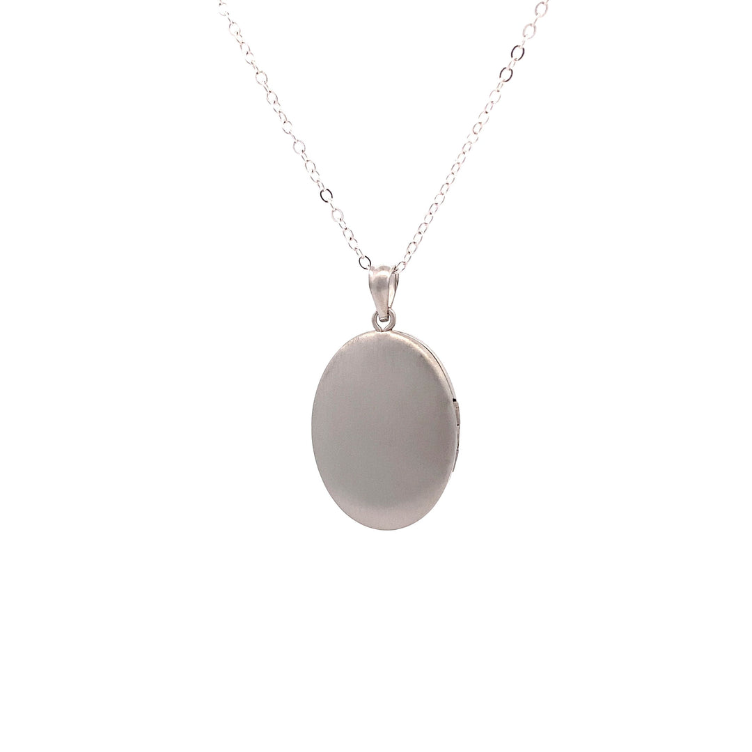 Sterling Silver Oval Memorial Pendant