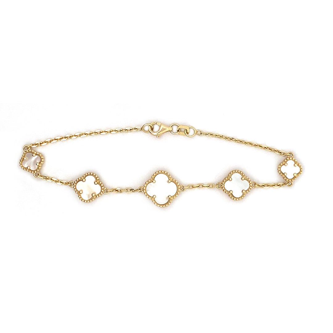 9ct Yellow Gold Tapering Clover/Quatrefoil Bracelet