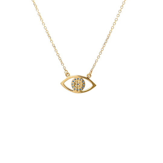 9ct Yellow Gold Cubic Zirconia Mati / Evil Eye Necklace