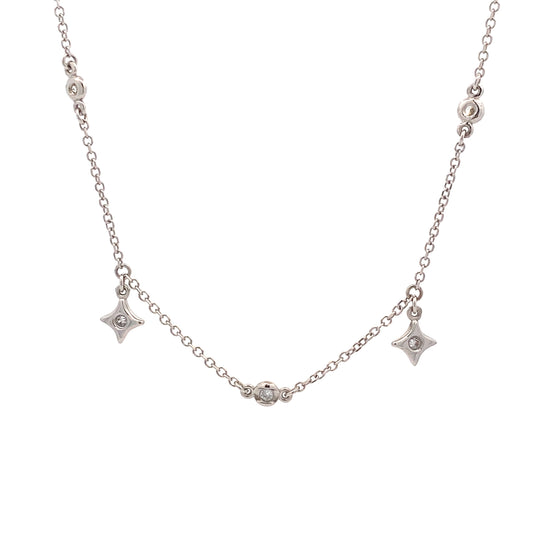 9ct White Gold Charm Necklace with Cubic Zirconias