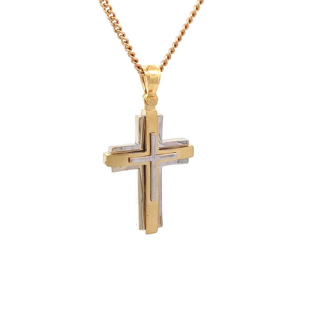 18ct Two Tone Modern Cross