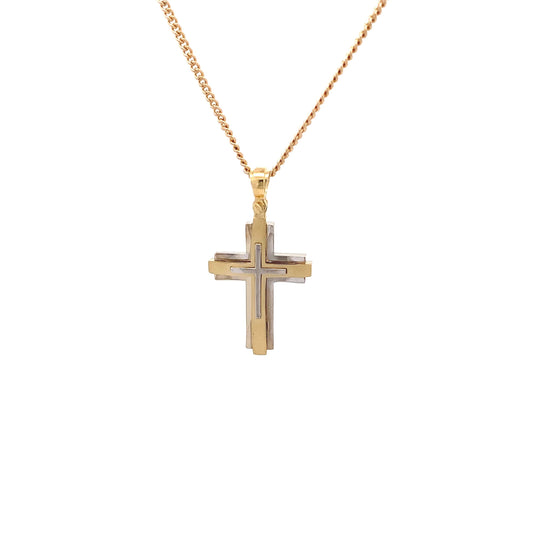 18ct Two Tone Modern Cross