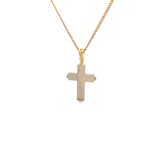 18ct Two Tone Modern Cross