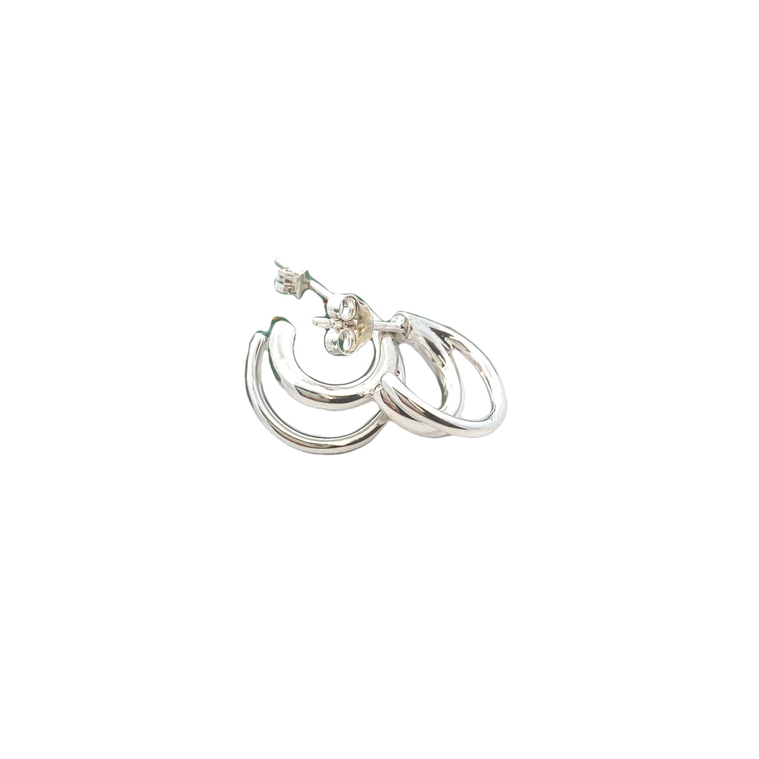 Sterling Silver Double Half Hoop Stud Earrings