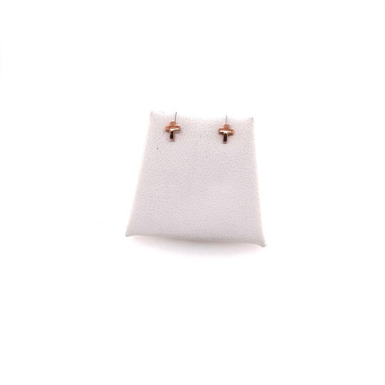9ct Rose Gold Petite Cross Earrings
