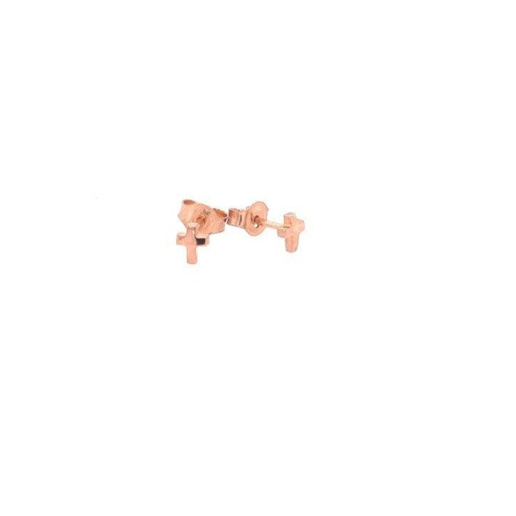 9ct Rose Gold Petite Cross Earrings