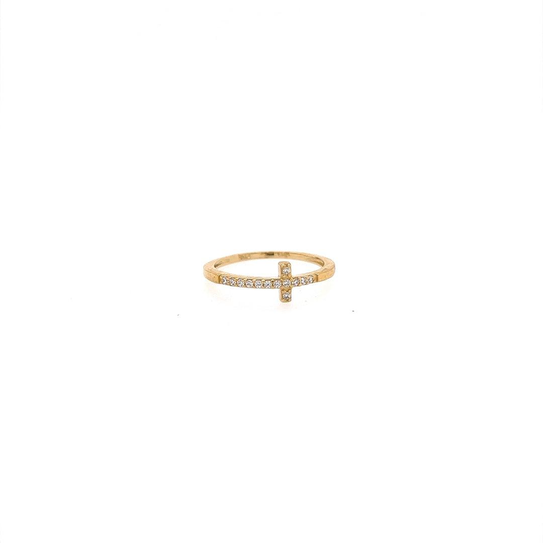 9ct Gold and Cubic Zirconia Cross Ring