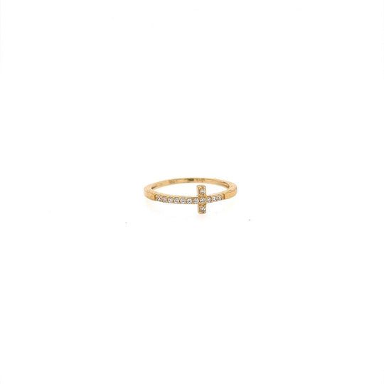 9ct Gold and Cubic Zirconia Cross Ring