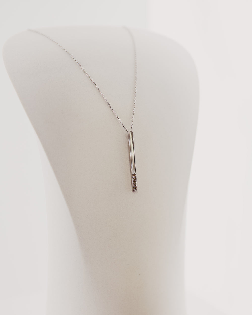 9ct White Gold Argyle Chocolate Diamond Bar Pendant