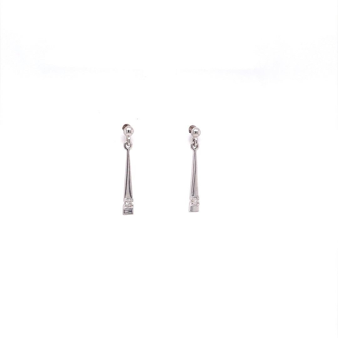 9ct White Gold and Diamond Drop Earrings