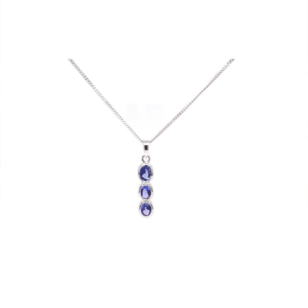 9ct White Gold and Tanzanite Necklace