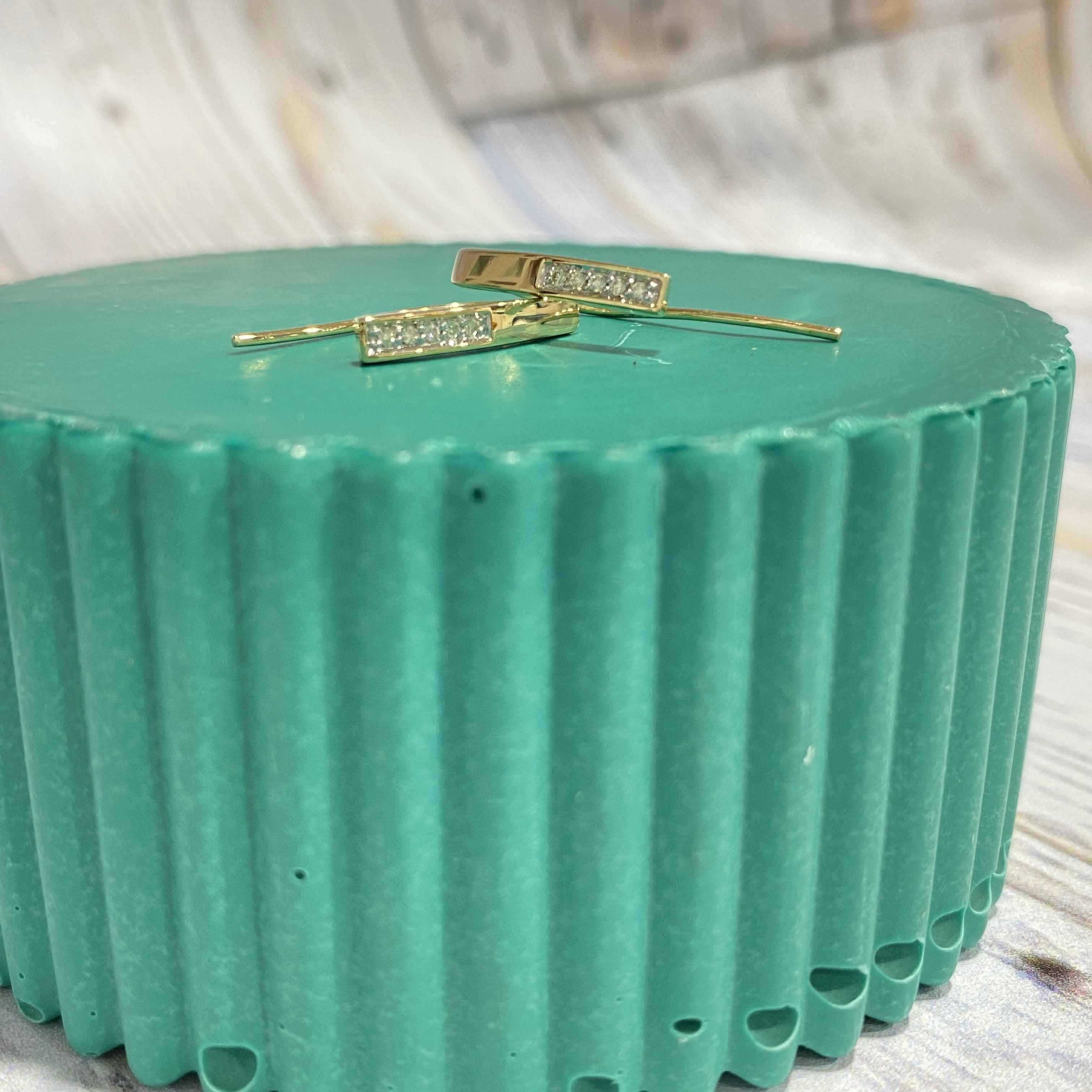 9ct Gold Diamond Bar Earrings