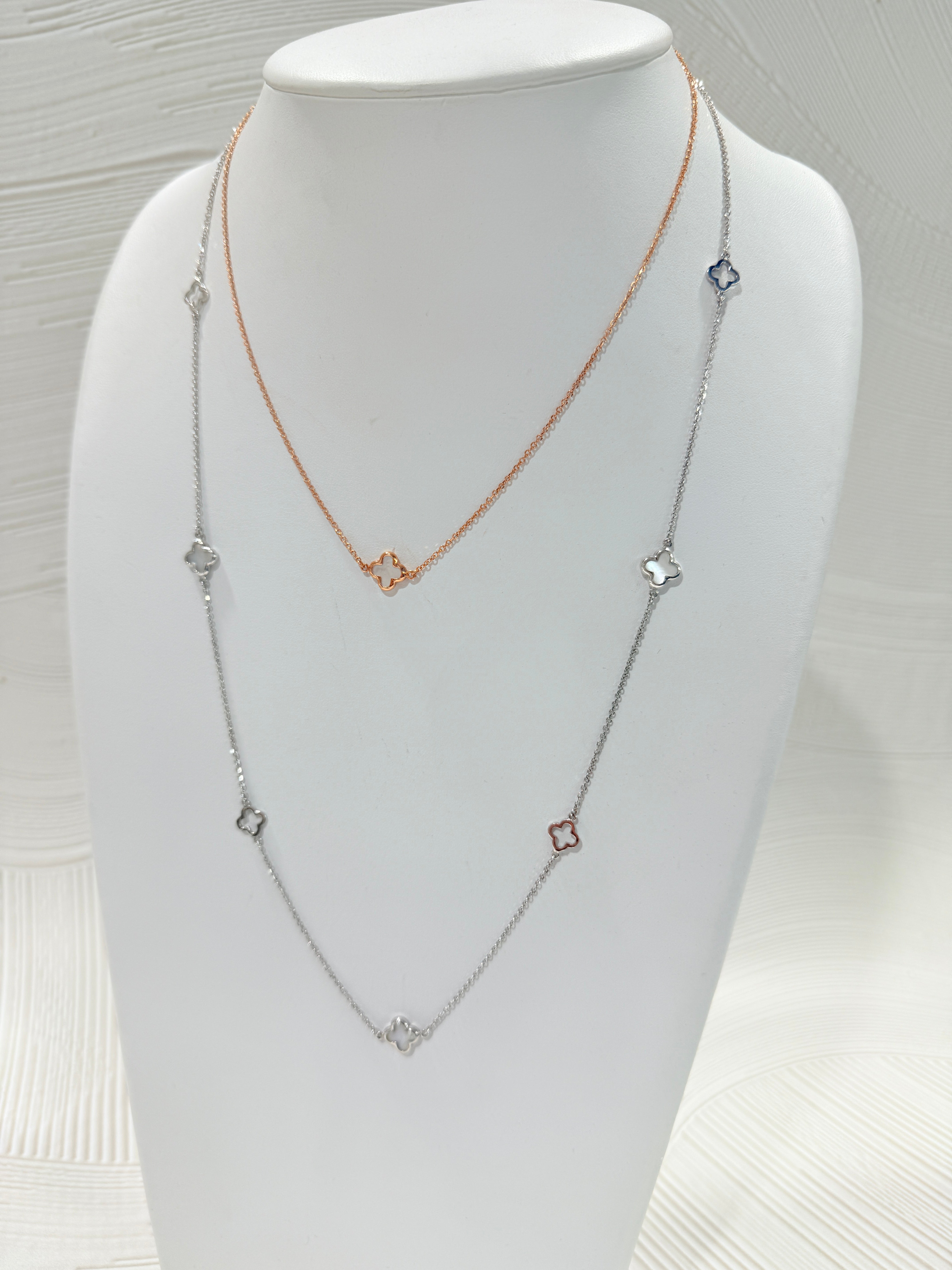 9ct Rose Gold Mother of Pearl Clover Necklace (9mm)