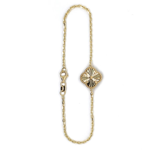 9ct Yellow Gold Diamond Cut Clover/Quatrefoil Bracelet