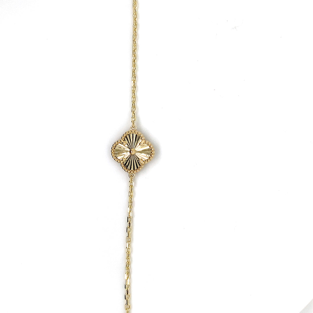 9ct Yellow Gold Diamond Cut Clover/Quatrefoil Bracelet