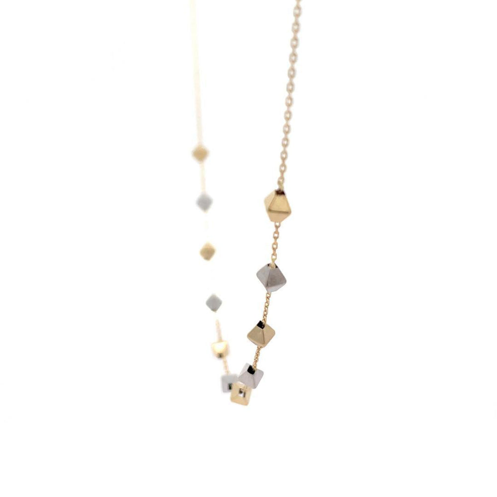 18ct Yellow & White Gold Cube Station Necklace