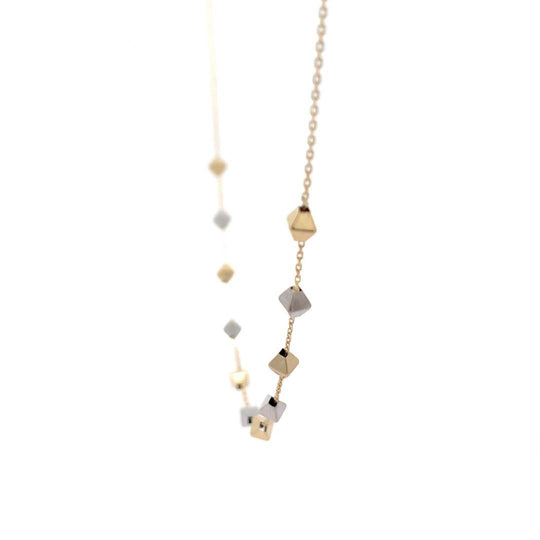 18ct Yellow & White Gold Cube Station Necklace