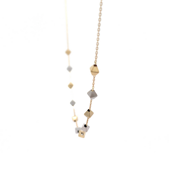 18ct Yellow & White Gold Cube Station Necklace