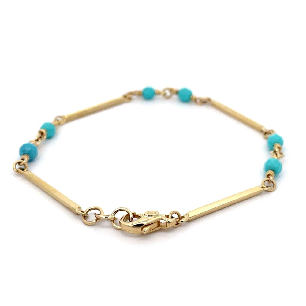 9ct Yellow Gold Turquoise Bead Bracelet