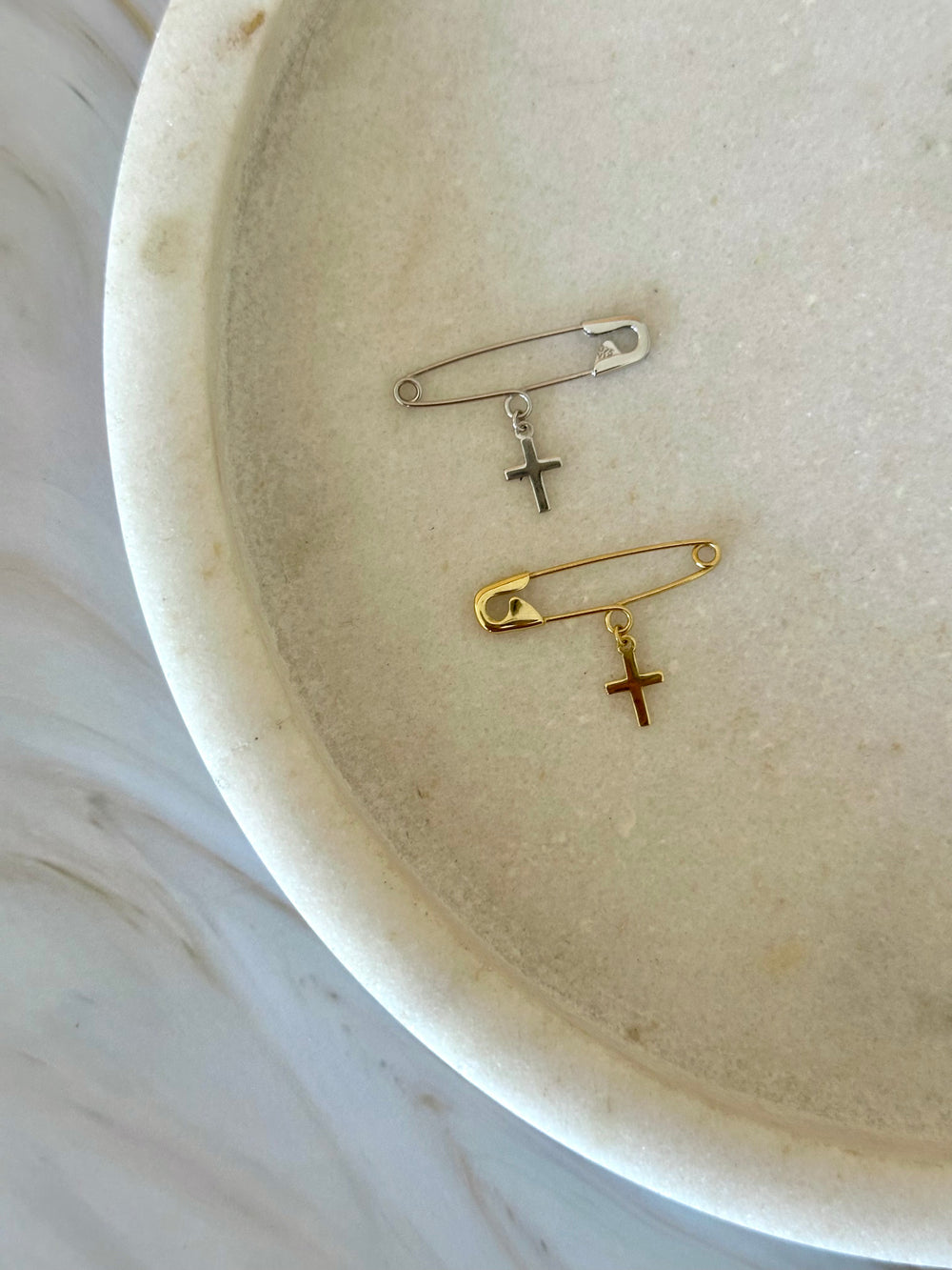 Gold Baby Pin with Cross