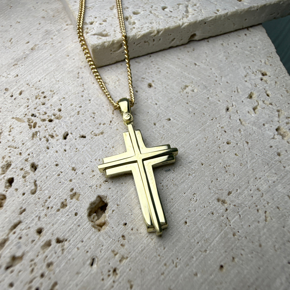 9ct Gold Double Layered Cross Pendant – Yellow Gold or White Gold
