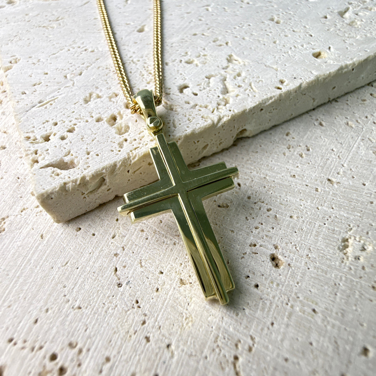9ct Gold Double Layered Cross Pendant – Yellow Gold or White Gold