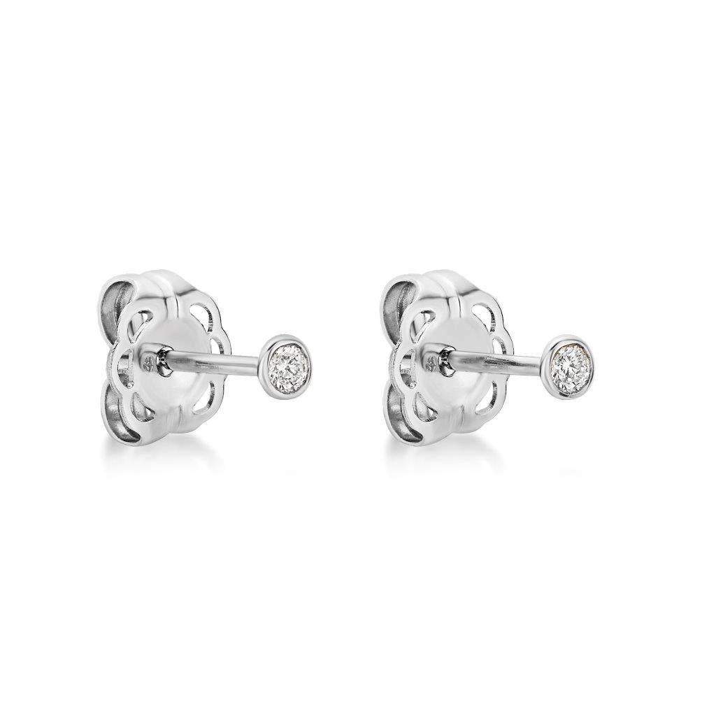 9ct White Gold Petite Bezel Set Diamond Studs