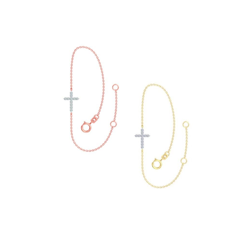 9ct Diamond Cross Bracelet