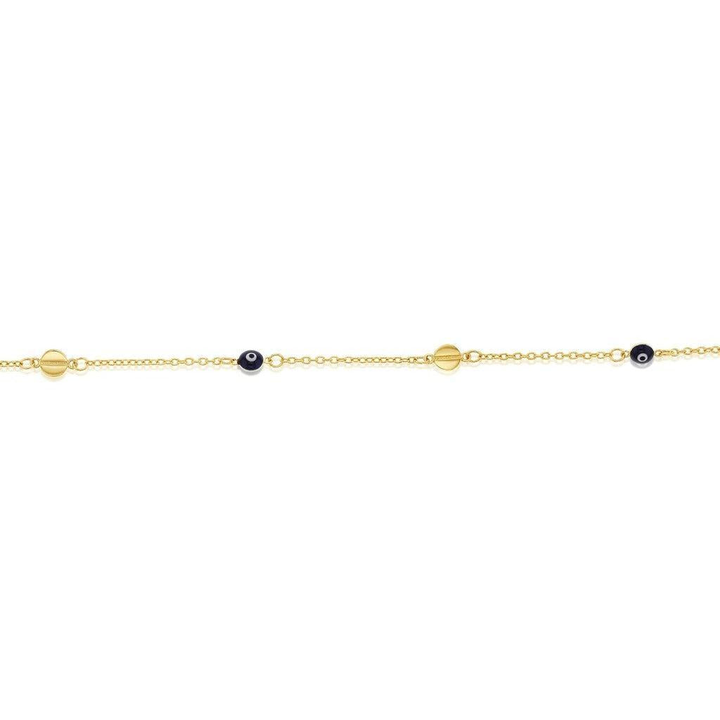 9ct Yellow Gold Evil Eye & Disc Bracelet