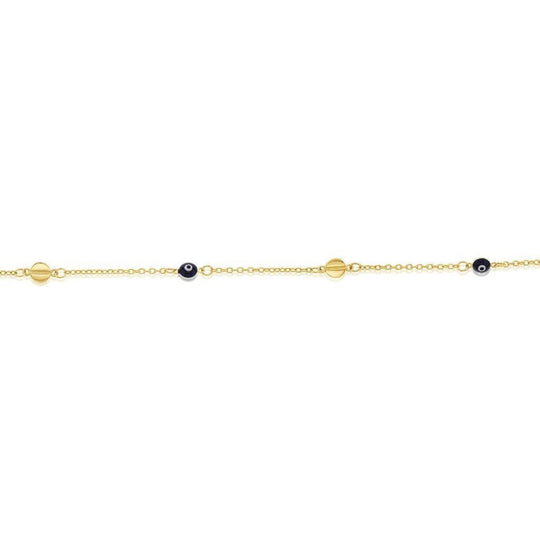 9ct Yellow Gold Evil Eye & Disc Bracelet