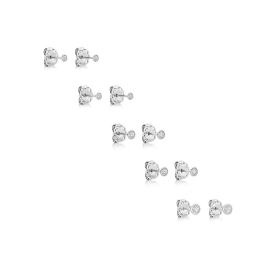 9ct White Gold Petite Bezel Set Diamond Studs