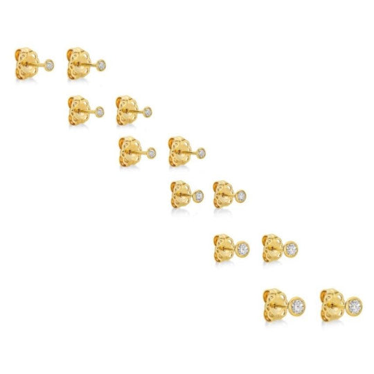 9ct Yellow Gold Petite Bezel Set Diamond Studs