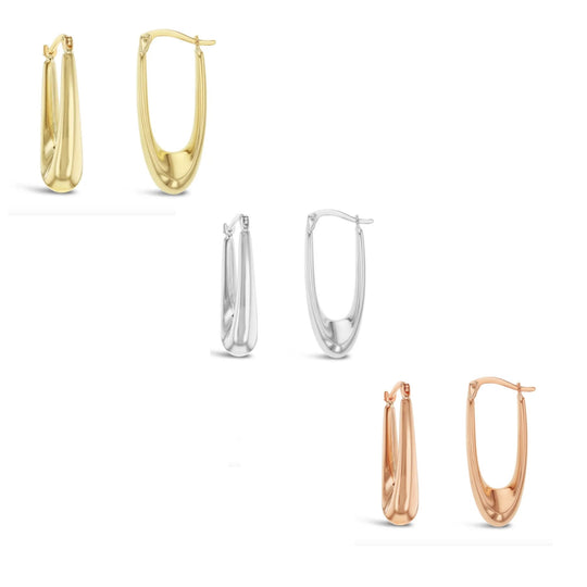 9ct Gold Oblong Graduating Hoops