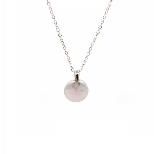 9ct White Gold (Coin) Pearl Pendant