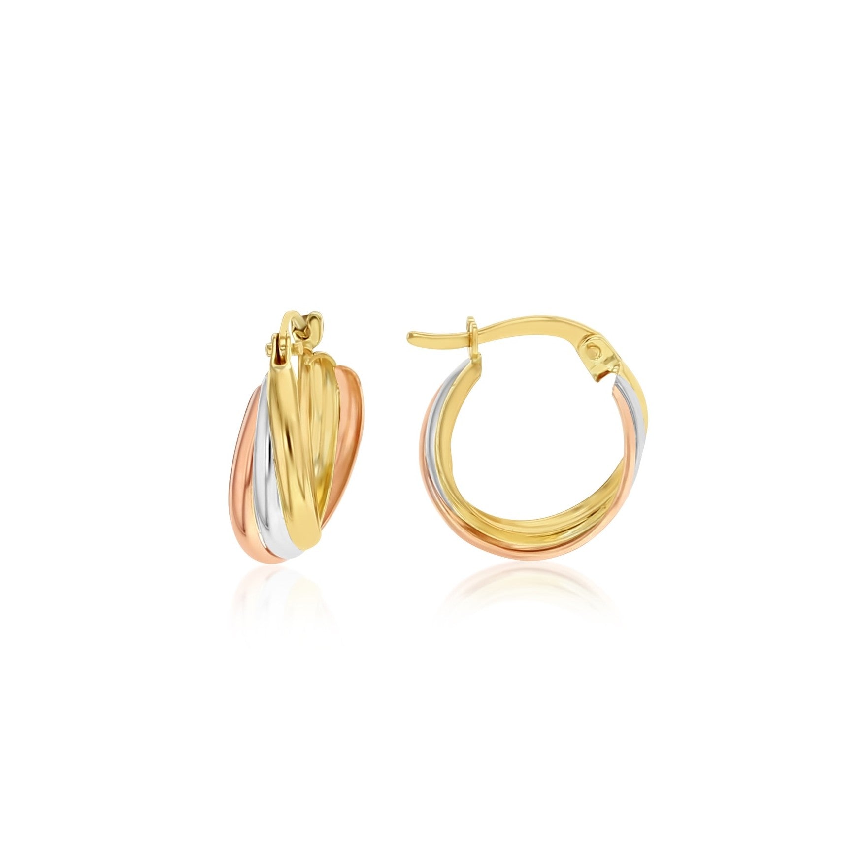 9ct Yellow White and Rose Gold Earrings