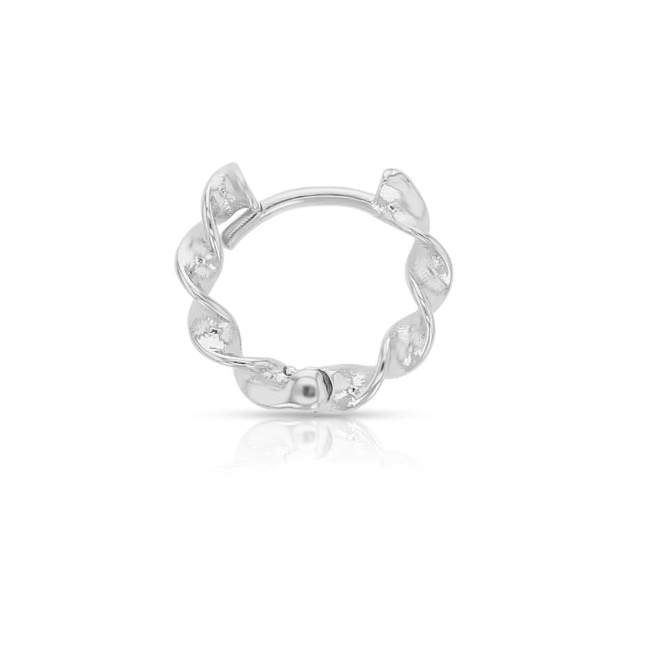 9ct White Gold Twist Huggies