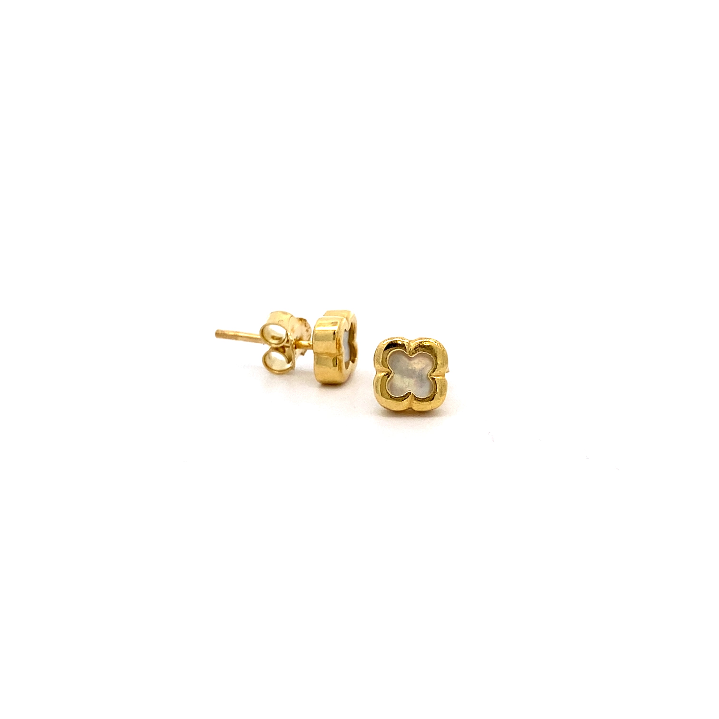 9ct Gold Mother of Pearl Quatrefoil / Clover Stud Earrings (S)