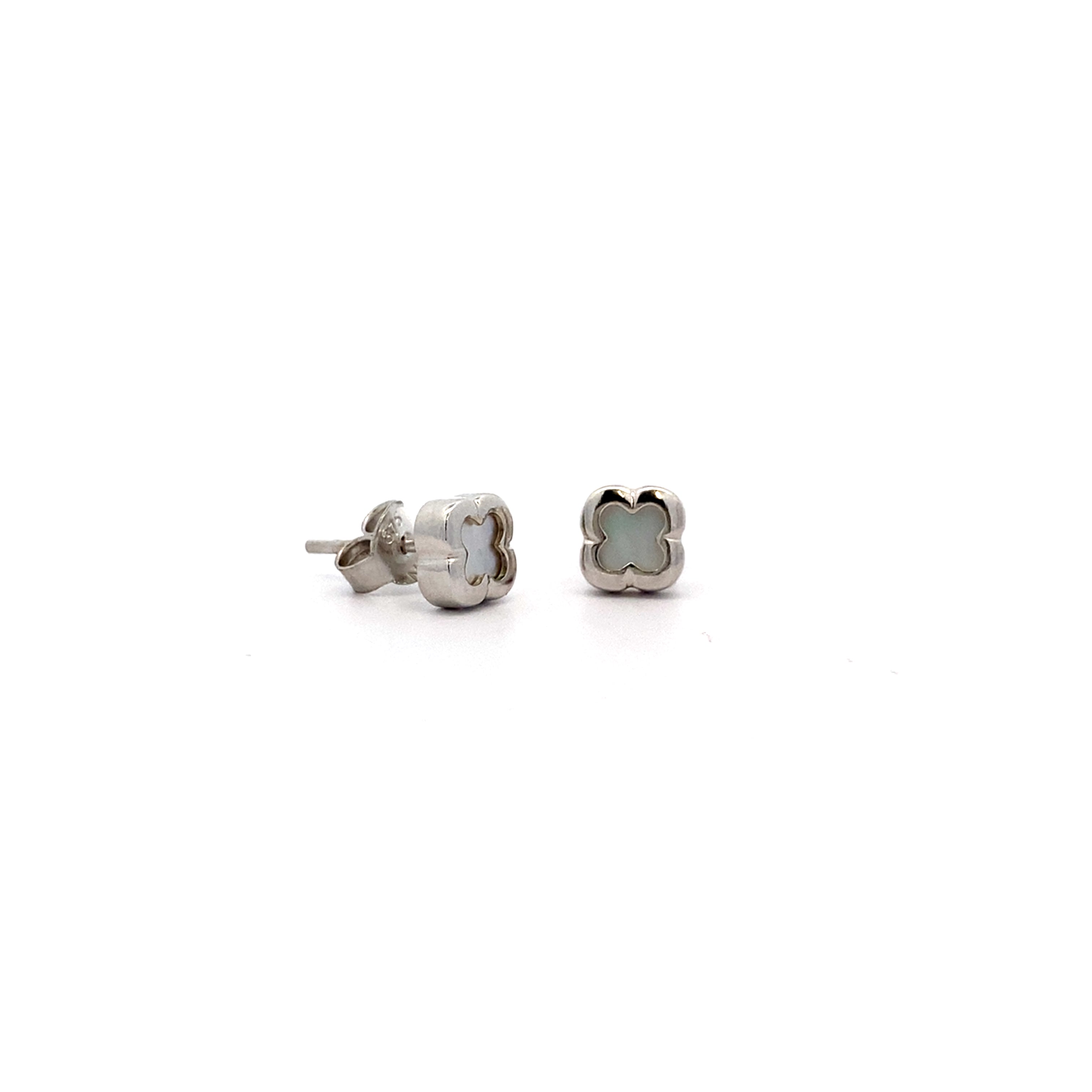 9ct Gold Mother of Pearl Quatrefoil / Clover Stud Earrings (S)