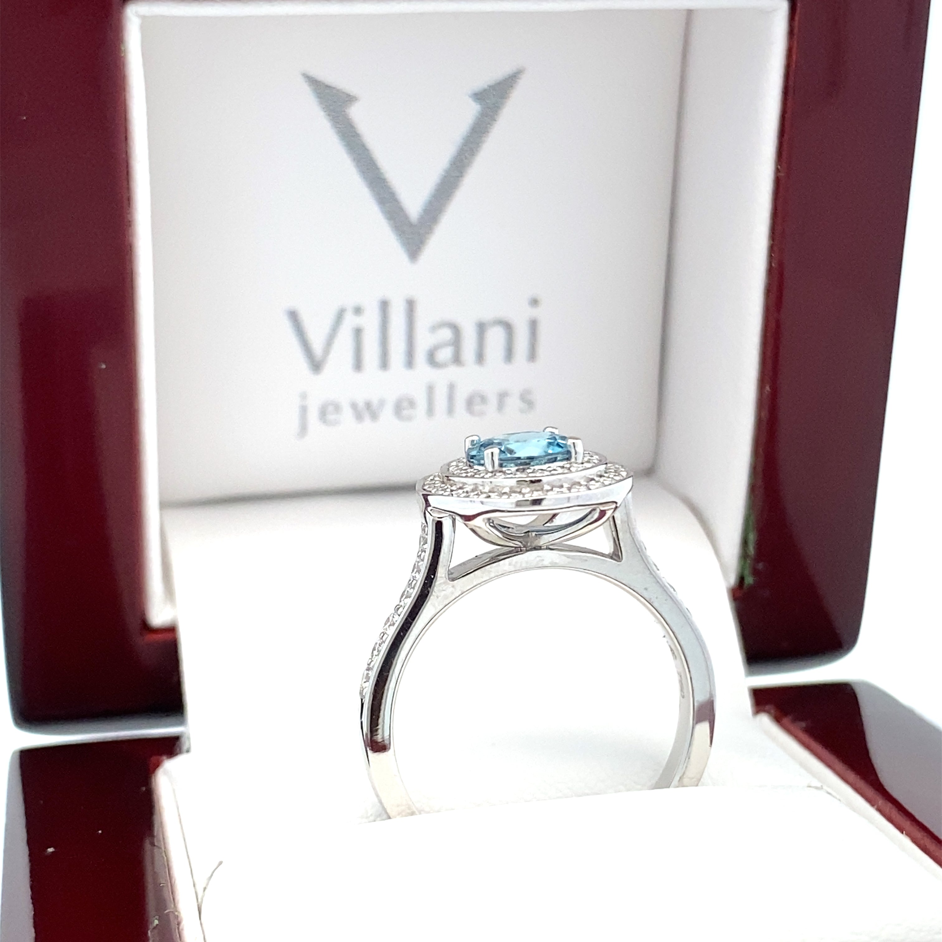 18ct White Gold Zircon & Diamond Double Halo Ring