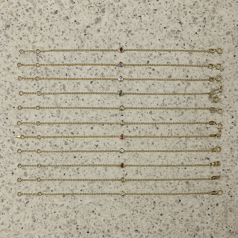 9ct Yellow Gold Birthstone Bracelet – 12 Birthstones Available